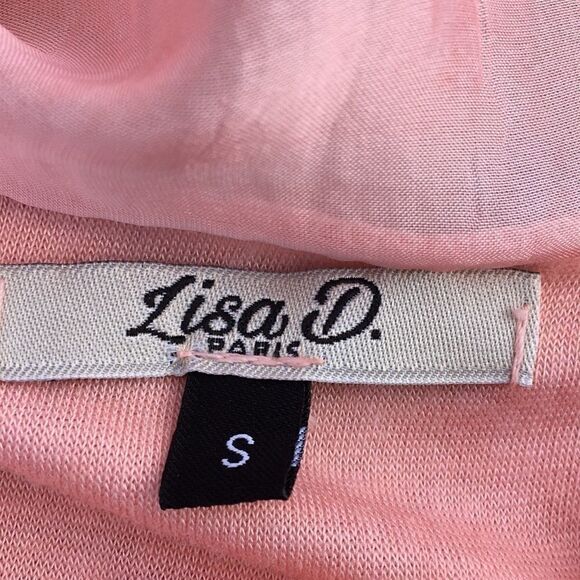 Vintage sheer Blouse Peach Fuzz Blue silk two piece layered Ombré Top size Small - Picture 8 of 16